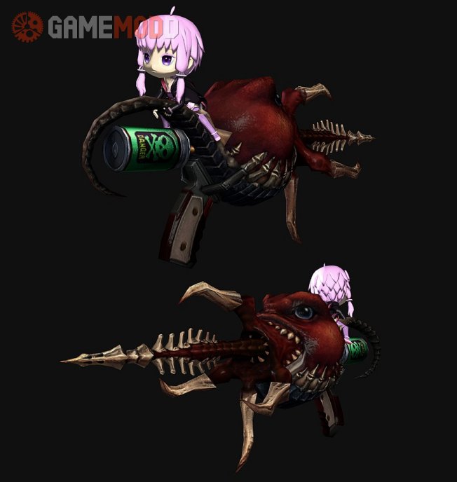 Chibi Yuzuki Yukari on Zombie Gun + Glows